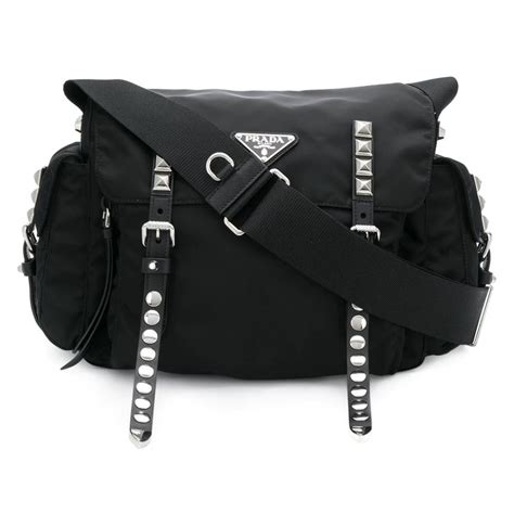 prada black studded nylon bag|prada nylon shoulder bag 2005.